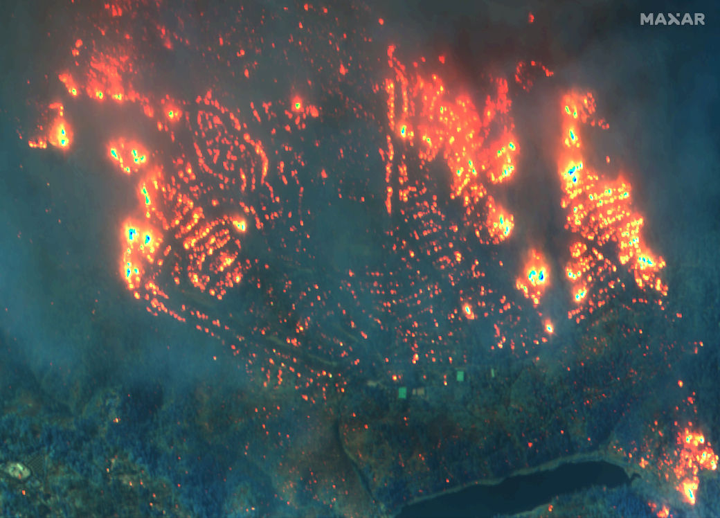 Paradise Pines fire SWIR image November 9, 2018
