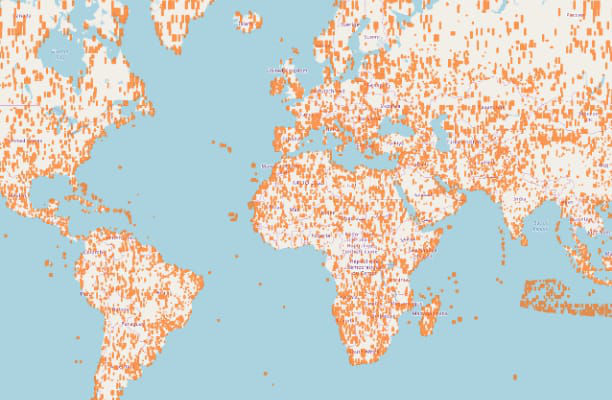 Map showing recent satellite imagery collection footprints