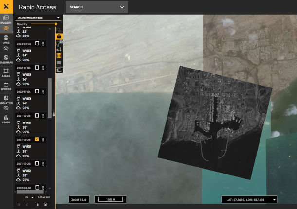 Screenshot of Maxar Rapid Access